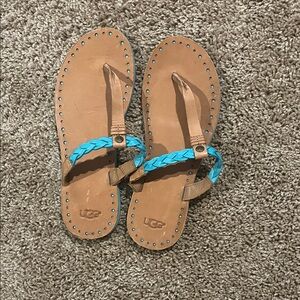 UGG Women's Brown and Blue Braided Sandals